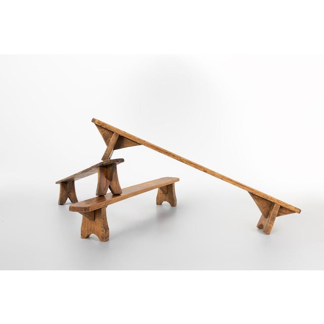 Rustic Low Bench in Wood, France, 1850s For Sale - Image 9 of 11