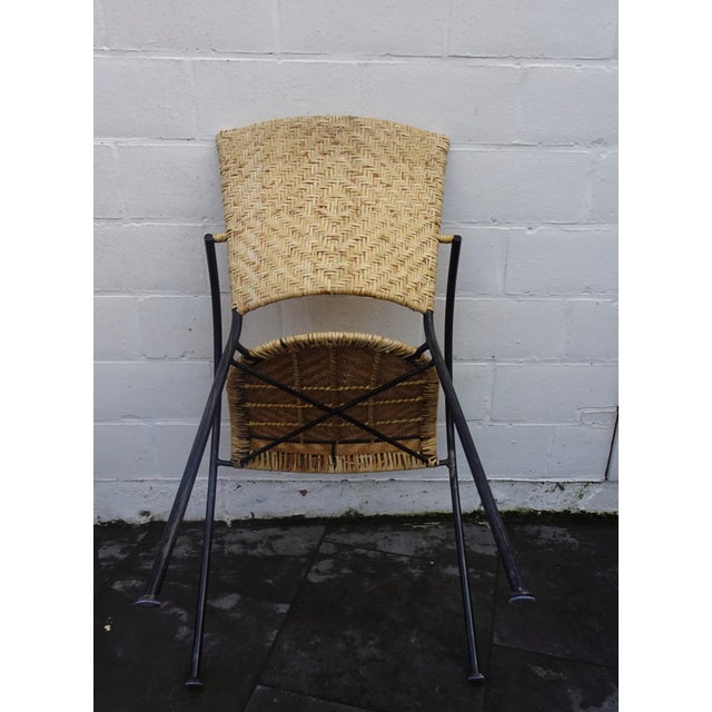 Vintage Italian Stackable Chairs in Rattan and Metal, 1970s, Set of 4 For Sale - Image 4 of 18