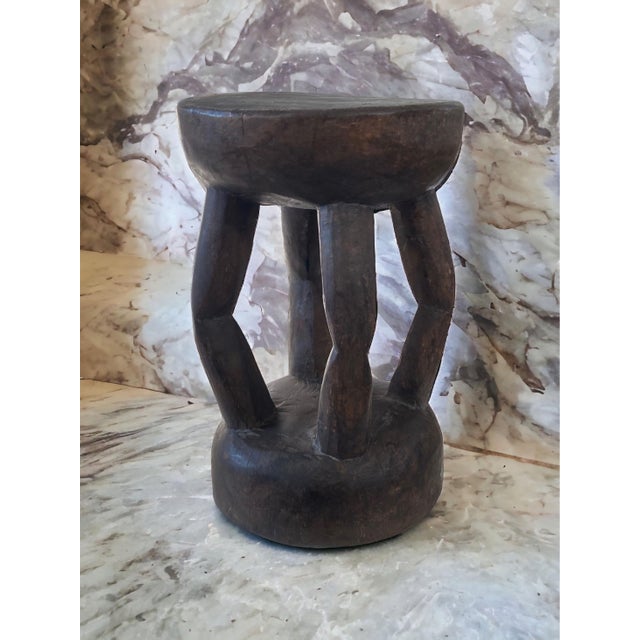 Wood African Vintage Carved Wood Milk Stool Hehe Gogo People Tanzania 13.75" H For Sale - Image 7 of 7