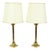 Hollywood Regency Lamps with Brass Pillar Column, 1950s, Set of 2 For Sale