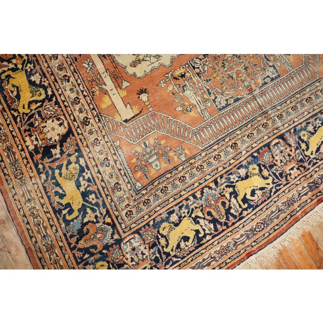 Late 20th Century Hadji Jalili Tabriz Animal Pictorial Prayer Rug - 6'10" x 9' For Sale - Image 11 of 18