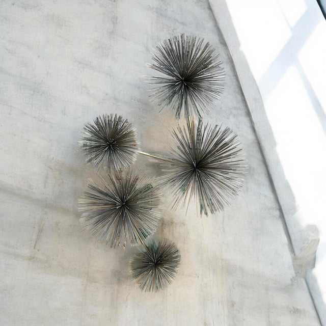 1970s 1970s Curtis Jere Brass Sea Urchin / Pom Pom Wall Sculpture For Sale - Image 5 of 12