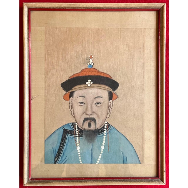 Textile Antique 19th Century Chinese Painting on Silk Portrait of a Gentleman For Sale - Image 7 of 7