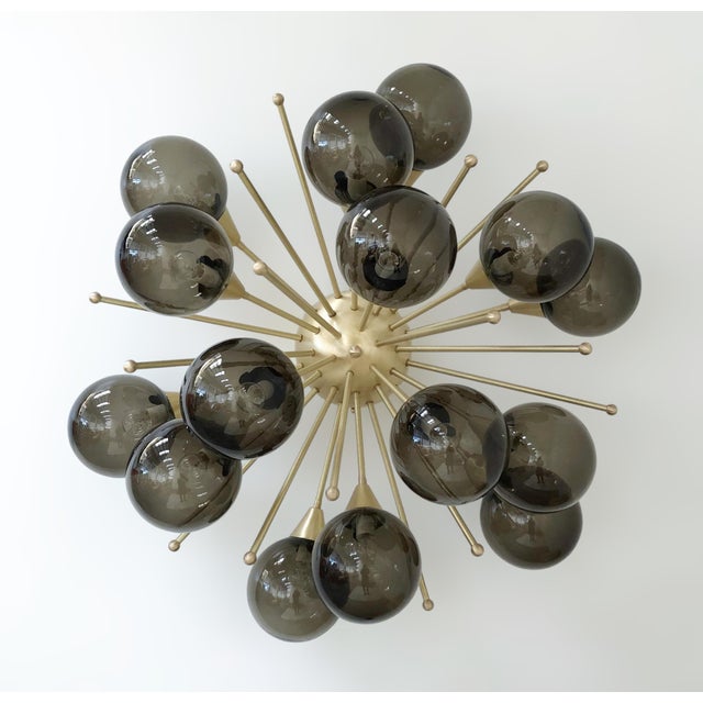Not Yet Made - Made To Order 21st Century Mezzo Satin Brass Smoky Murano Flush Mount by Fabio LTD For Sale - Image 5 of 9