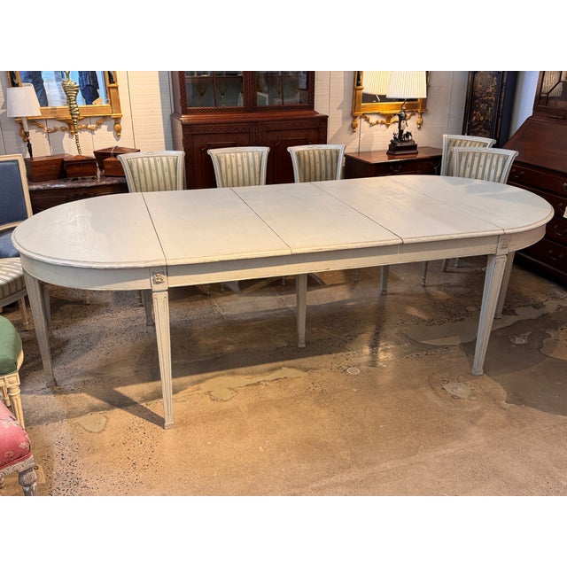 White Late 19th Century Swedish Painted Extension Dining Table For Sale - Image 8 of 11