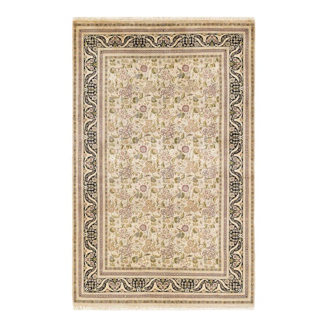 Mogul, One-of-a-Kind Hand-Knotted Area Rug in Ivory, 4' 8" x 7' 3" For Sale