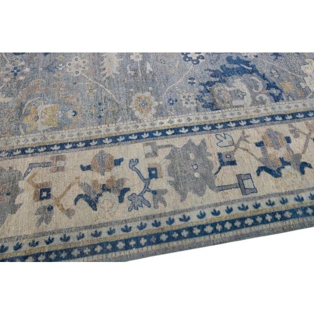 Apadana's Artisan Collection Handmade Allover Designed Gray Wool Rug For Sale In New York - Image 6 of 11