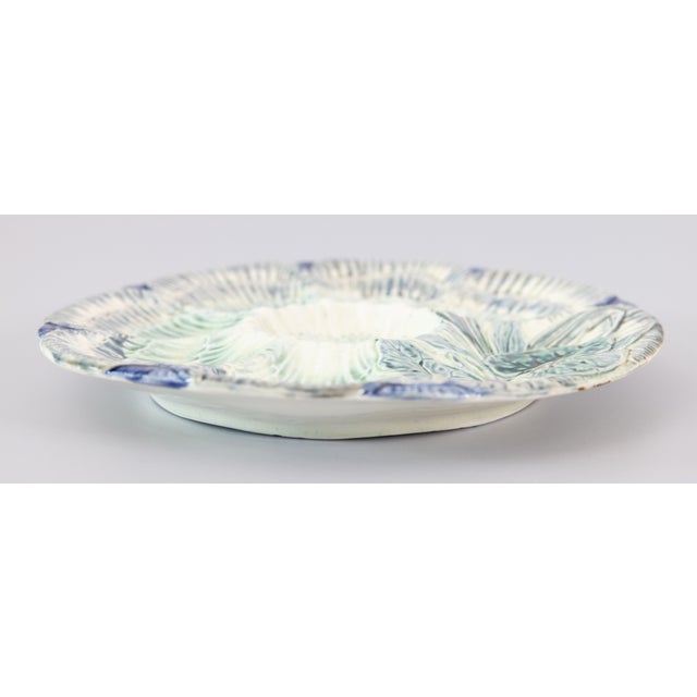 Antique Belgian Wasmuel Majolica Oyster Plate, Circa 1880 For Sale - Image 4 of 7