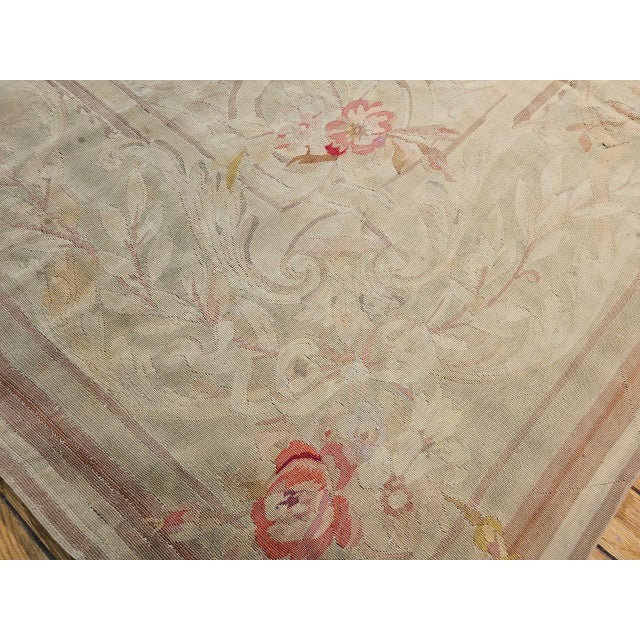 19th Century French Aubusson Rug, Handwoven Wool, Floral Design, 12x14 For Sale - Image 4 of 17