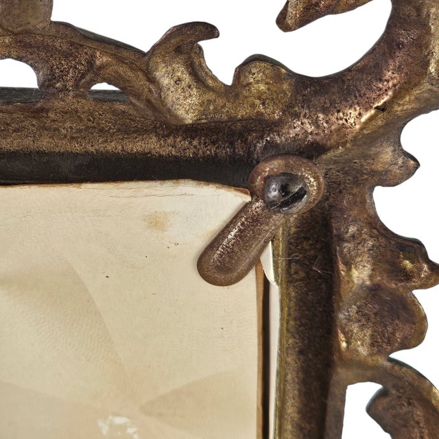 Bronze Gilt Picture Frame Gold Table Top Easel 14.5" For Sale - Image 4 of 9