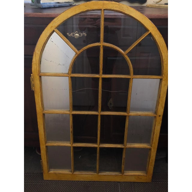 Yellow Vintage Corner Cabinet Door Wall Decor Custom Finished in Distressed Yellow Finish For Sale - Image 8 of 13