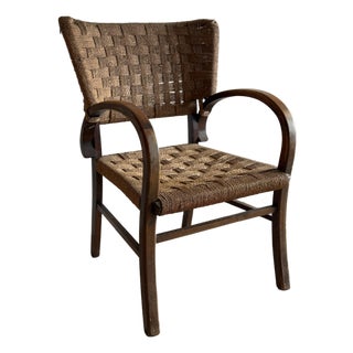Early 20th Century European Art Deco Rush Chair For Sale