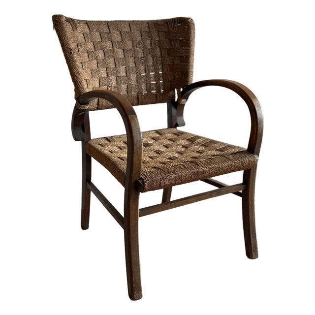 Early 20th Century European Art Deco Rush Chair For Sale