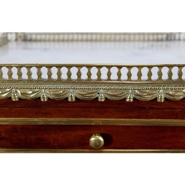 Brown Small Middle and Marble Mahogany Side Table with Drawers in the Style of Louis XVI, 1900s For Sale - Image 8 of 18