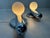 Set of 2 vintage design wall lamps. Chrome fixture and opaline globes. Height: 25cm. Width: 15cm. Distance to the wall:...
