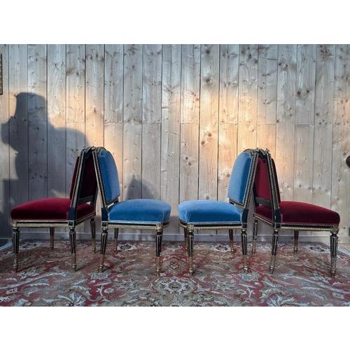 Wood Napoleon III Style Chairs in Blackened and Gilded Wood, Set of 4 For Sale - Image 7 of 10