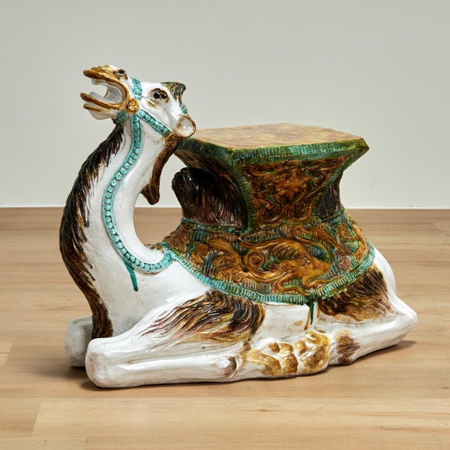 White Vintage Italian Glazed Terra Cotta Stool or Stand For Sale - Image 8 of 18