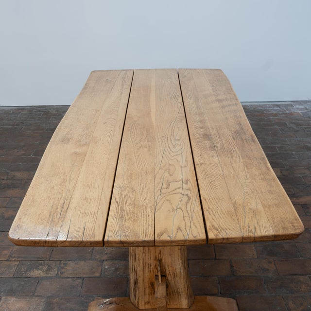 Wood 20th Century French Oak Dining Table, 1970 For Sale - Image 7 of 11