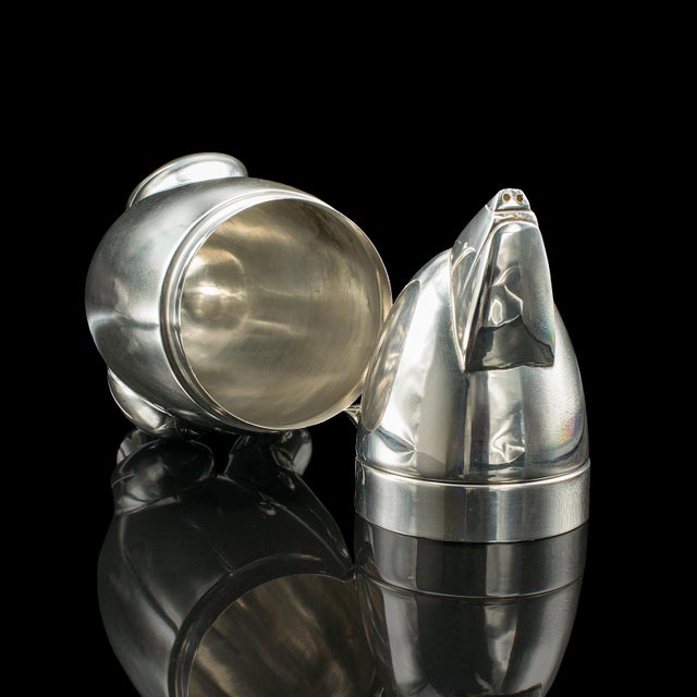 Silver Vintage Polar Bear Cocktail Shaker, American, Silver Plate, Bar Mixer, Art Deco For Sale - Image 8 of 10