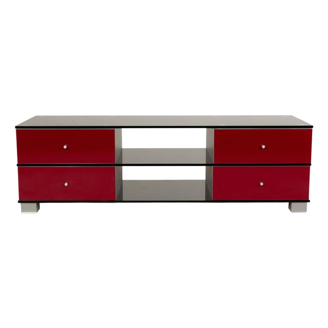 Grey and Red Glass Sideboard from Spectral For Sale