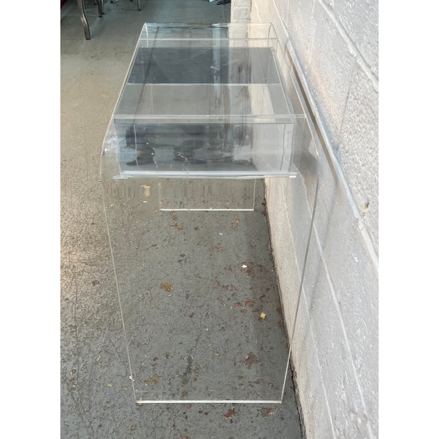 Mid 20th Century Vintage Lucite Waterfall Vanity Desk For Sale - Image 5 of 11