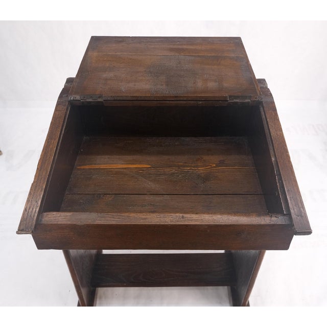 Primitive Antique Varnished Chestnut Lift Top Child Desk Secretary w/Bench NICE! For Sale - Image 16 of 17