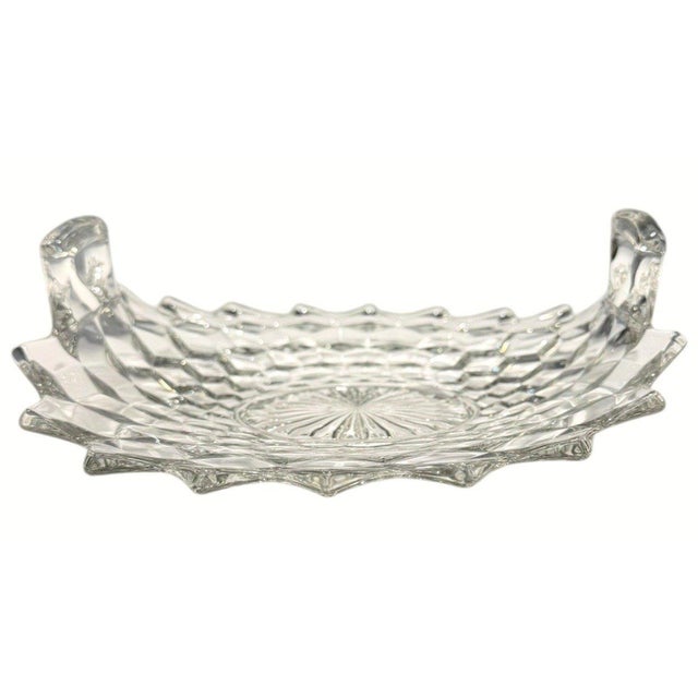 Transparent Vintage Fostoria American Clear 2056 Double Handled Glass Muffin Tray For Sale - Image 8 of 8