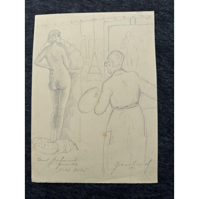 Carl Heinz Berberich, Nude Drawing, 1923, Pencil, in Very Good conditions. Designed 1920 to 1949 This piece is designed in...