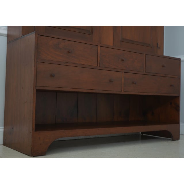 Brown Simms and Thayer Vintage Pine Linen Press Rustic Cupboard Cabinet For Sale - Image 8 of 17