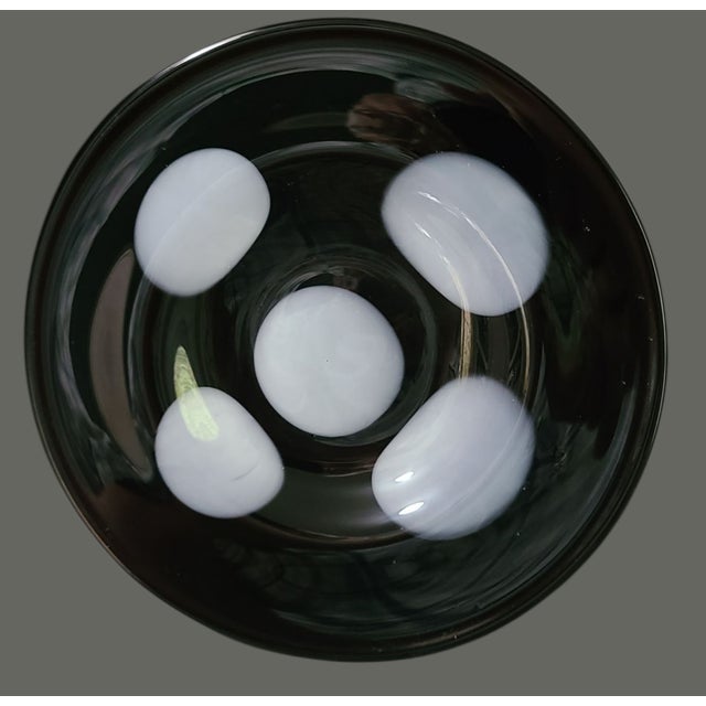 Mid-Century Modern Art Glass Black & White Dotted Centerpiece Platter For Sale - Image 4 of 6