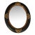 Vintage Oval Convex Mirror With Black and Gold Ornate Wooden Frame. For Sale