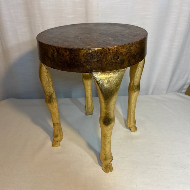 Metal Vintage Hand Gilt John Dickinson Style Doe Hoof Table - Modern Regency Design With Faux Tortoise Shell Finish - Newly Painted For Sale - Image 7 of 7