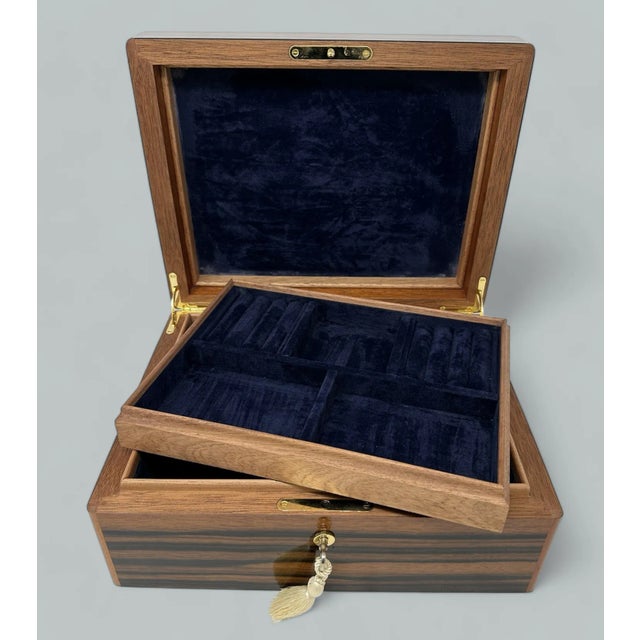 2020s Mahogany Wood Vintage Handmade Jewelry Casket Box Manning of Ireland Irish New For Sale - Image 5 of 10