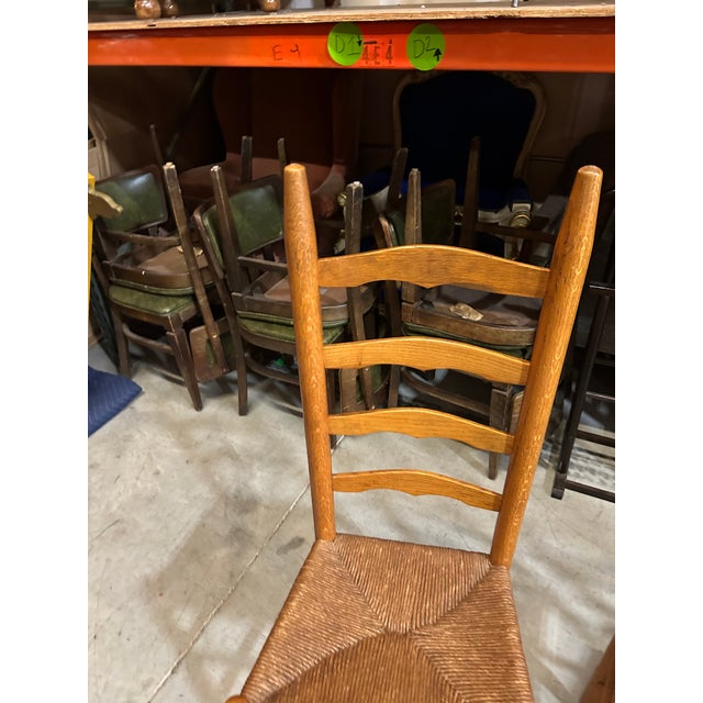 Mid-Century Modern 1970s Collection of Farmhouse Style Wooden Ladder Back Chairs For Sale - Image 3 of 8