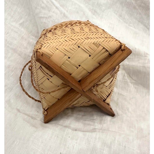 Thai Wovan Bamboo Mini Rice Basket For Sale In Palm Springs - Image 6 of 6