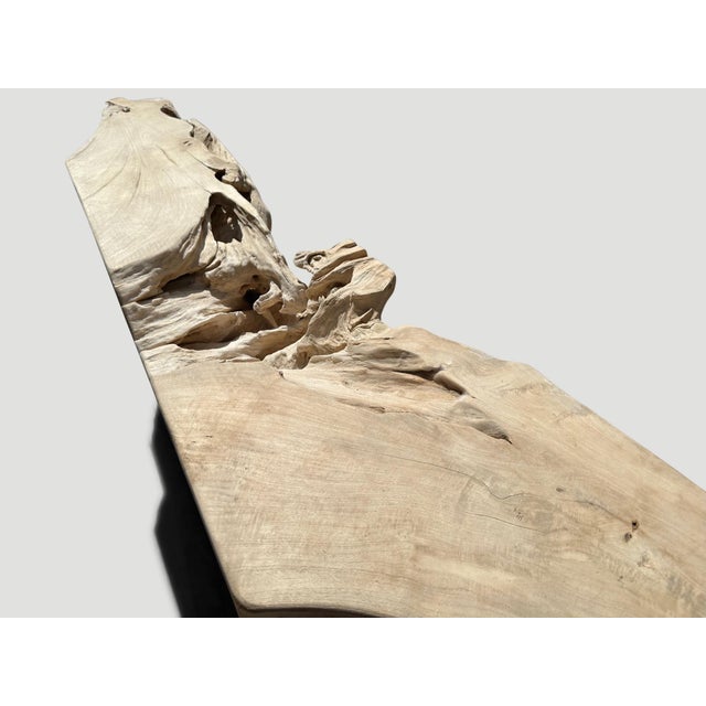 2010s Andrianna Shamaris Monumental Bleached Teak Wood Console Table For Sale - Image 5 of 5