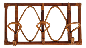 Vintage Wall-Mounted Coat Rack in Bamboo and Rattan, 1960s