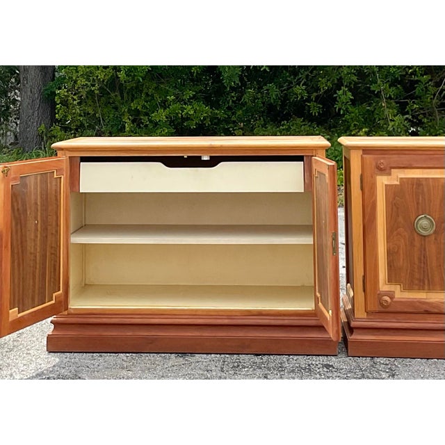 Chocolate Late 20th Century Vintage Baker Notched Wood Sideboards - a Pair For Sale - Image 8 of 9
