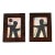 Contemporary 2 Original Wayne Cunningham Small Abstract Collages Burled Wood Frames-A Pair For Sale