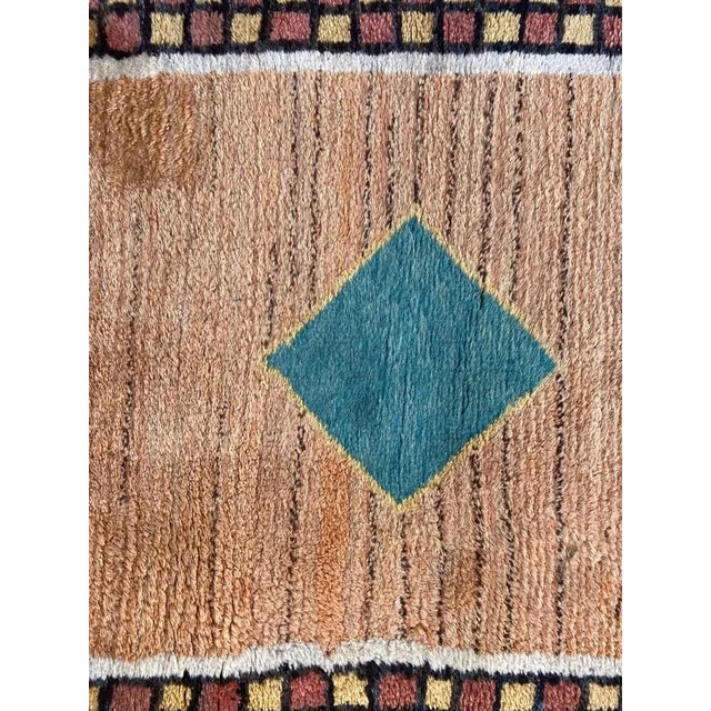 Beautiful modern design midcentury rug with a simple and tribal design and nice colors with orange, yellow, green and...