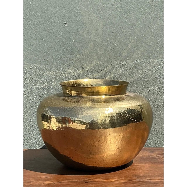 Brass Vintage Hammered Brass Vase For Sale - Image 8 of 16