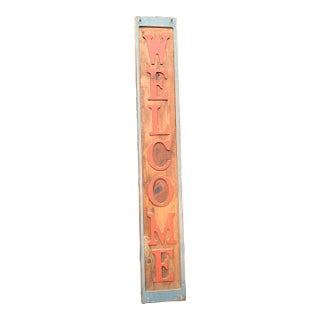 1970s Wooden Welcome Sign For Sale