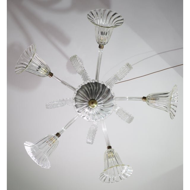 Amazing Art Decò Murano Glass Chandelier 5 Light, 1950 For Sale - Image 16 of 18