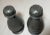 Metal Large Pair of 19th Century Handmade Engraved Pewter Salt and Pepper Shakers For Sale - Image 7 of 11