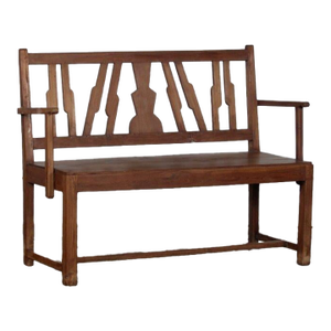 Vintage Indian Teakwood Mid-Century Bench