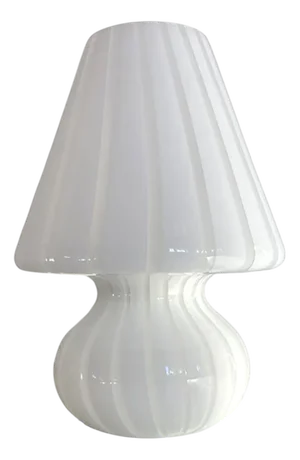 Striped Milky-White Fungo Murano Glass Style Table Lamp from Simoeng