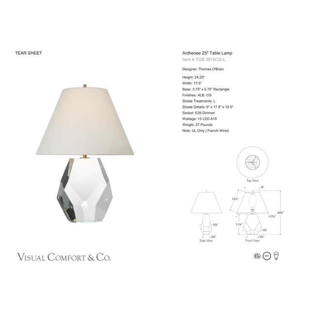 Thomas O'Brien by Visual Comfort Signature Anthenee 25" Table Lamp in Crystal with Linen Shade Designer: Thomas O'Brien...