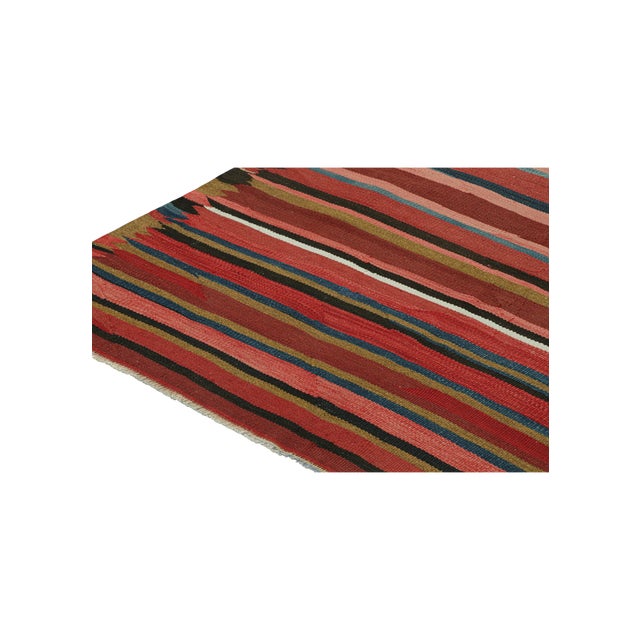 This vintage 5'x5'10'' Persian Kilim is a tribal Karadagh rug — named after the mountainous region known for its fabulous...