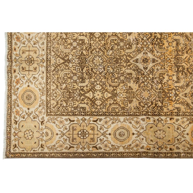 Persian Allover Persian Malayer Wool Rug From the 1920s in Orange and Beige For Sale - Image 3 of 9