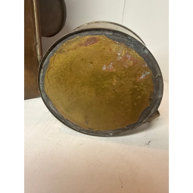 Antique Brass Three-Lens Nautical Navigation Oil Lantern With Red Blue & Clear Lens For Sale - Image 11 of 12